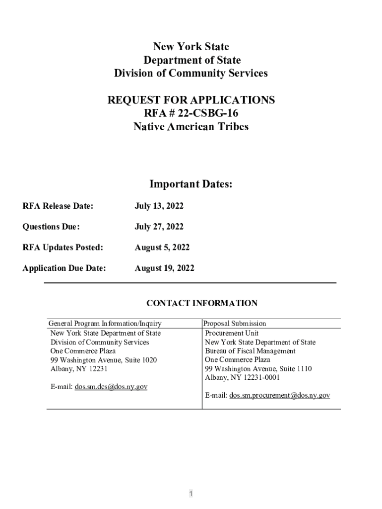 Fillable Online dos ny dos.ny.govrfa-22-csbg-16New York State ...