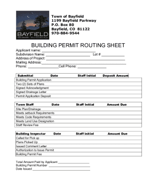 Fillable Online BUILDING PERMIT ROUTING SHEET Fax Email Print - pdfFiller