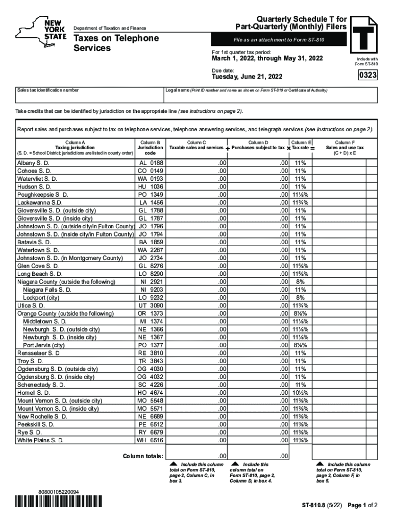 Fillable Online Quarterly forms for monthly filers (Form ST-810 series ...