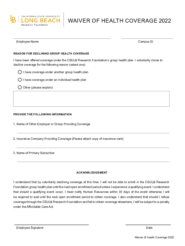 Fillable Online Paying employees to waive health insurance has