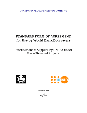 Fillable Online STANDARD FORM OF AGREEMENT for Use by World Bank ...