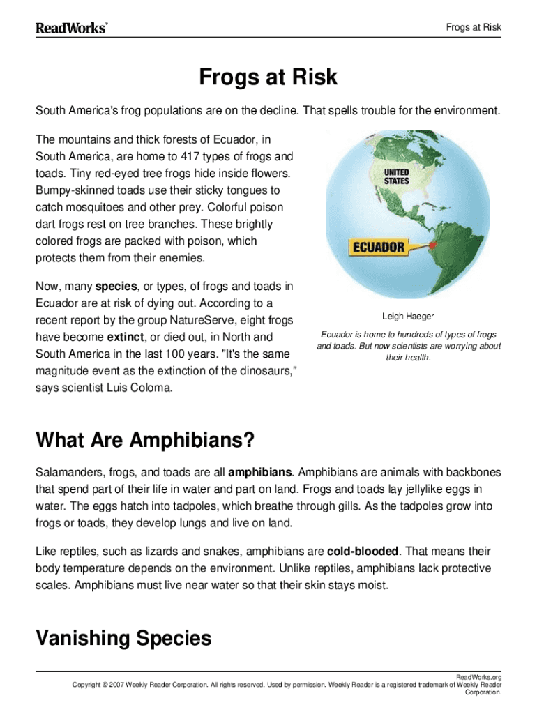 Fillable Online Frogs at Risk Fax Email Print pdfFiller