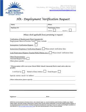 HR - Employment Verification Request - Detroit Public Schools
