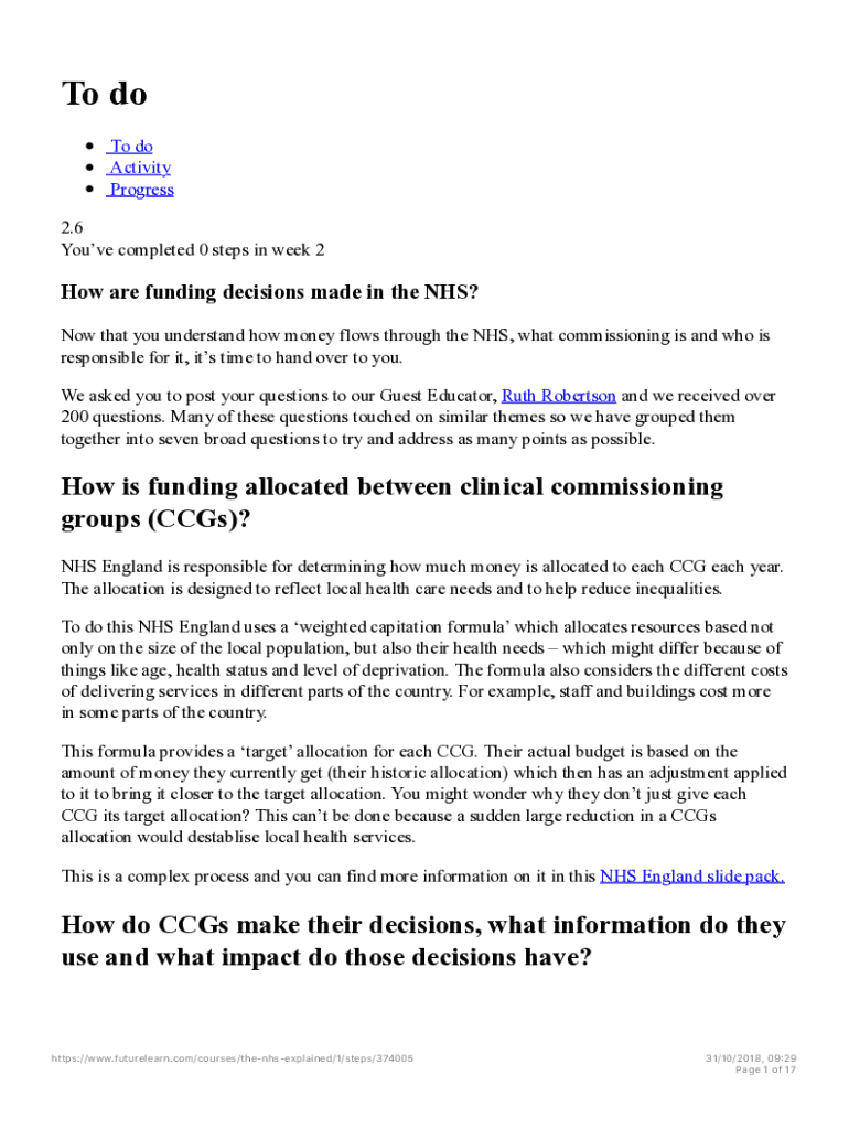 Fillable Online How are funding decisions made in the NHS? The NHS