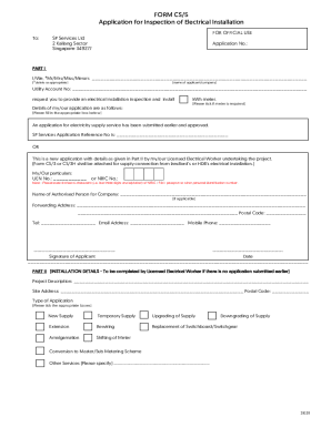 Form CS5 - Application for Inspection of Electrical Installation