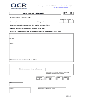 Fillable Online Printing claim form Fax Email Print - pdfFiller