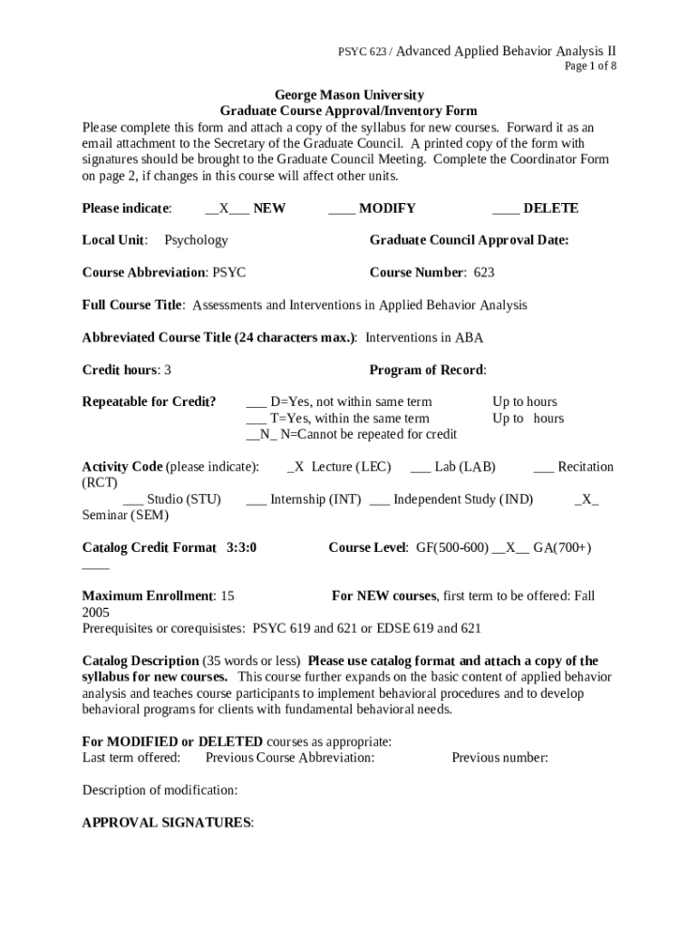 Mason University Graduate Course Approval/Inventory NEW Doc