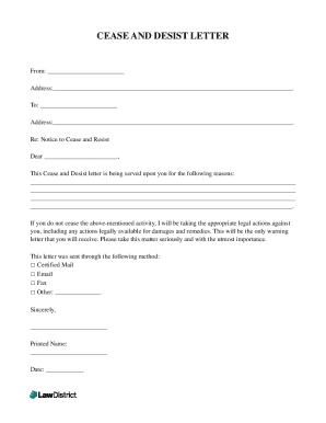 Free Cease and Desist Letter - PDF &amp;amp; WordLegal Templates