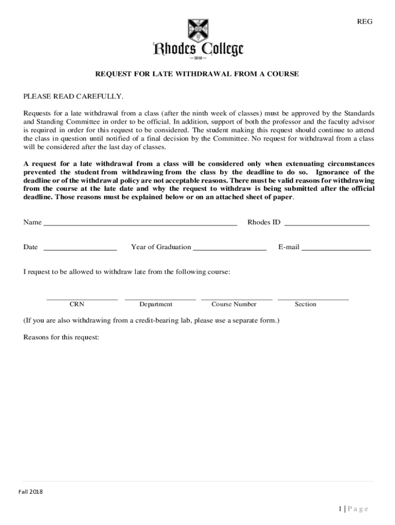 Fillable online express rhodes request for late withdrawal rhodes