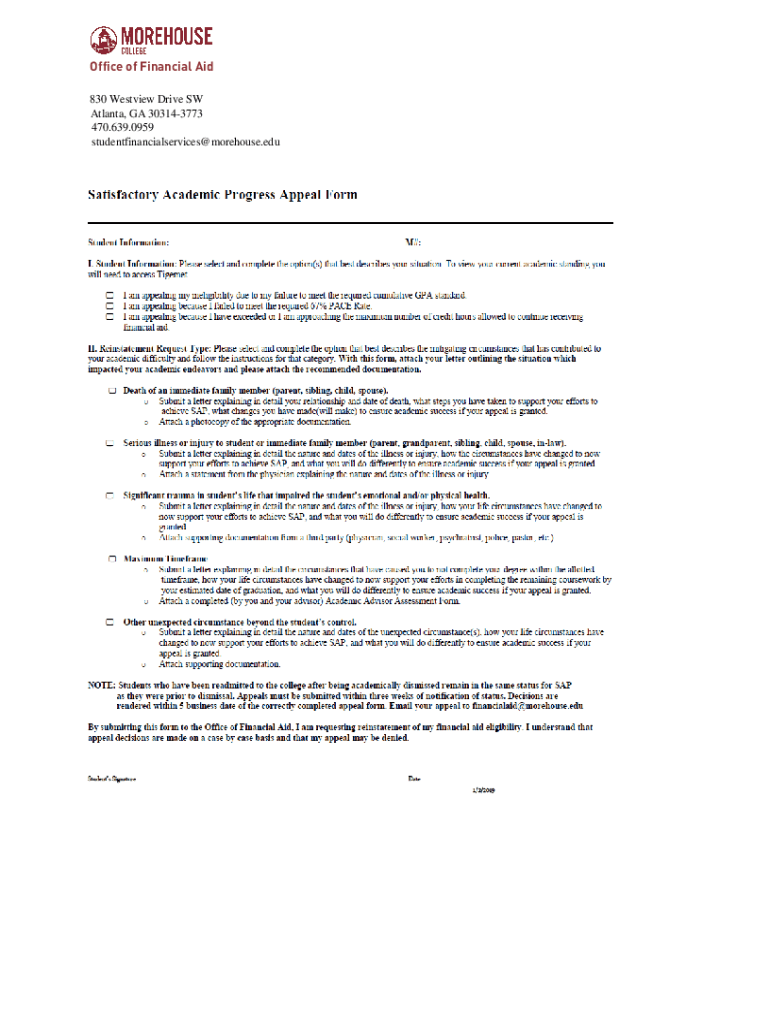 Financial Aid Application Preview on Page 1