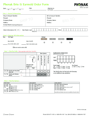 Fillable Online cocodoc.comform59112703-phonak-earmold-order-formPhonak ...