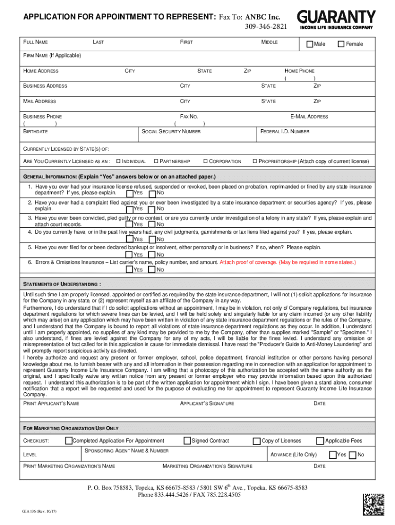 Fillable Online Guaranty Life Insurance CompanyA Lifetime of