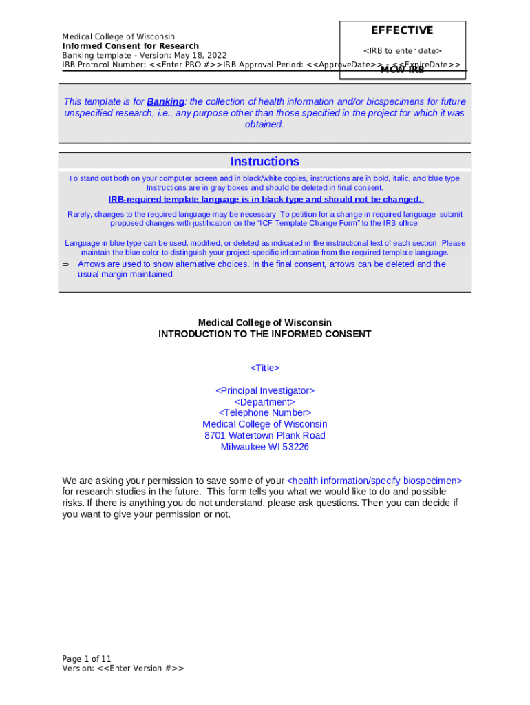 Data and/or Specimen Banking and Research Use of Banked Materials Doc