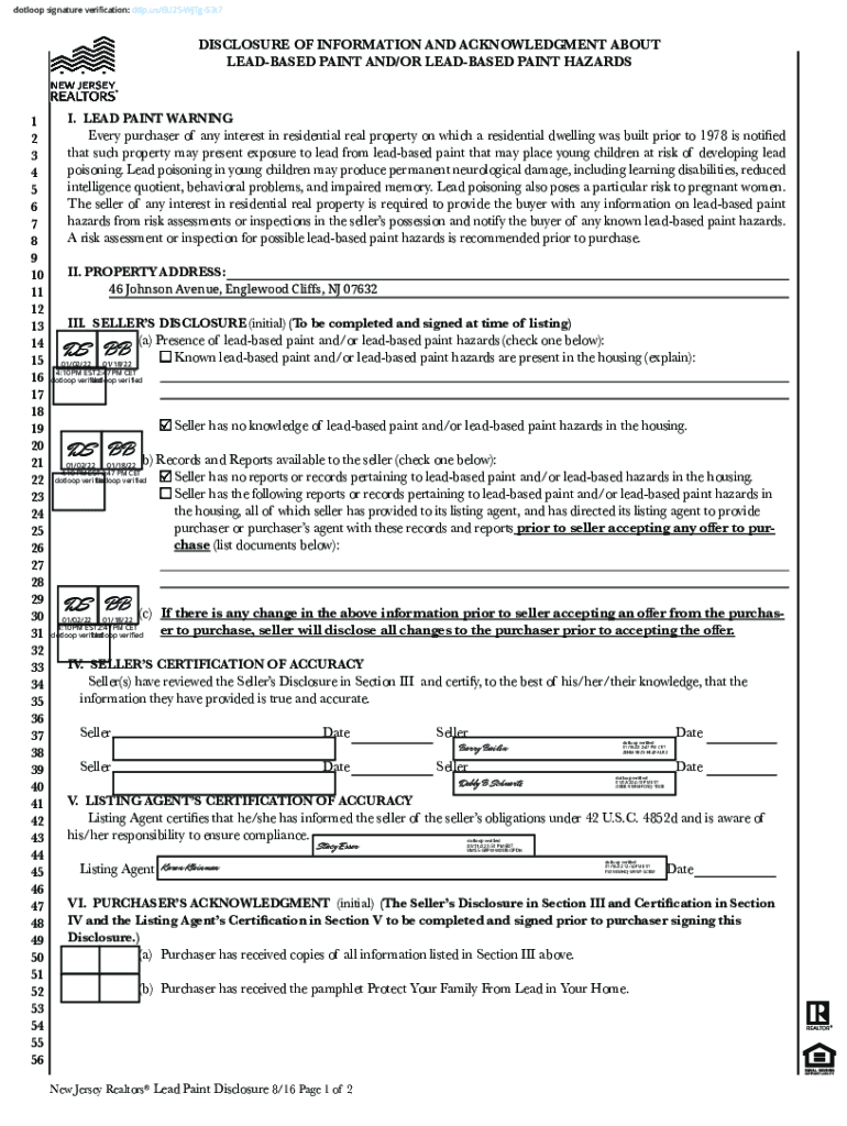 Fillable Online LeadBased Paint Exhibit (GAR F316) .pdf dotloop