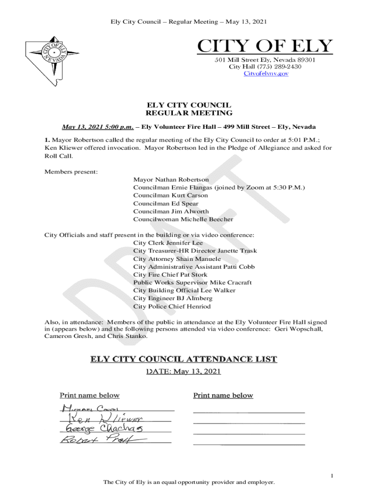 Fillable Online to the City of Ely Nevada City of Ely