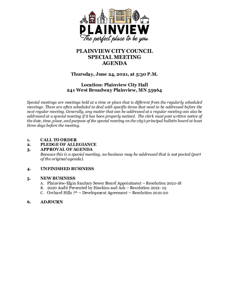 Fillable Online Location Plainview City Hall Fax Email Print pdfFiller