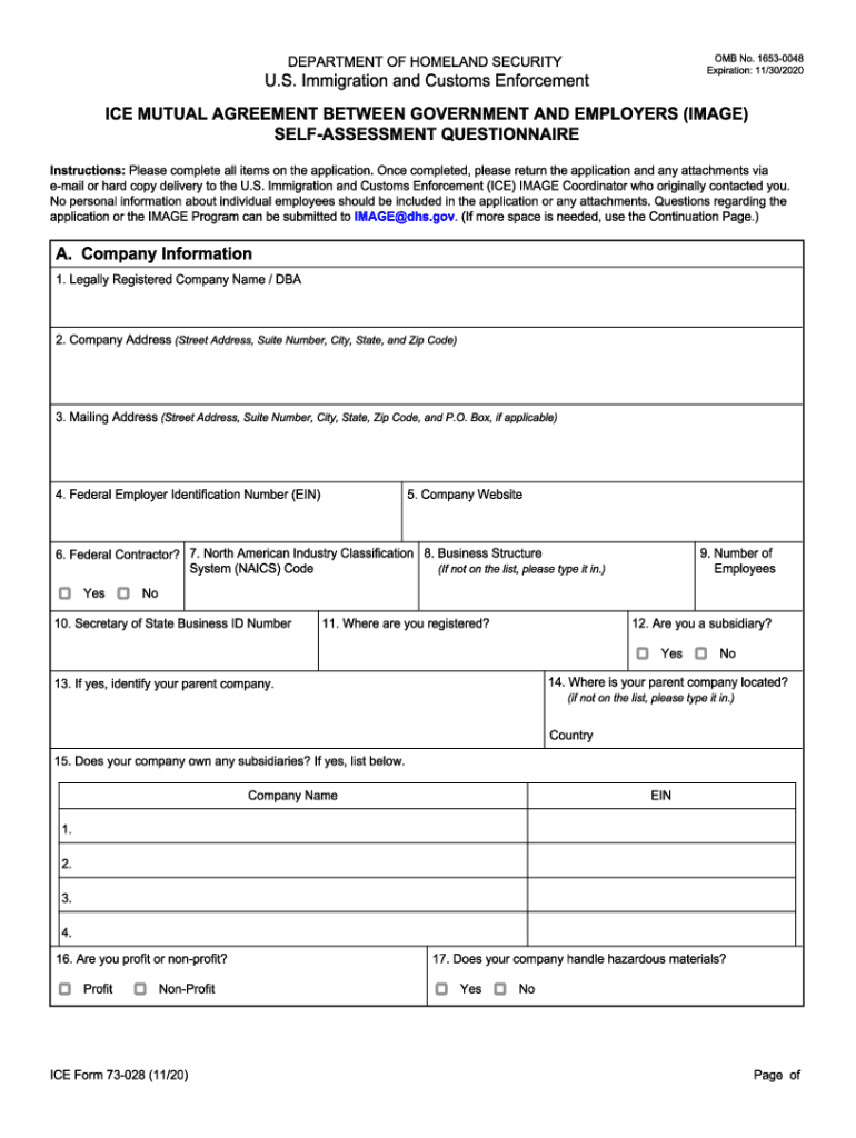 ICE Form 73-028 - image73-028 Preview on Page 1