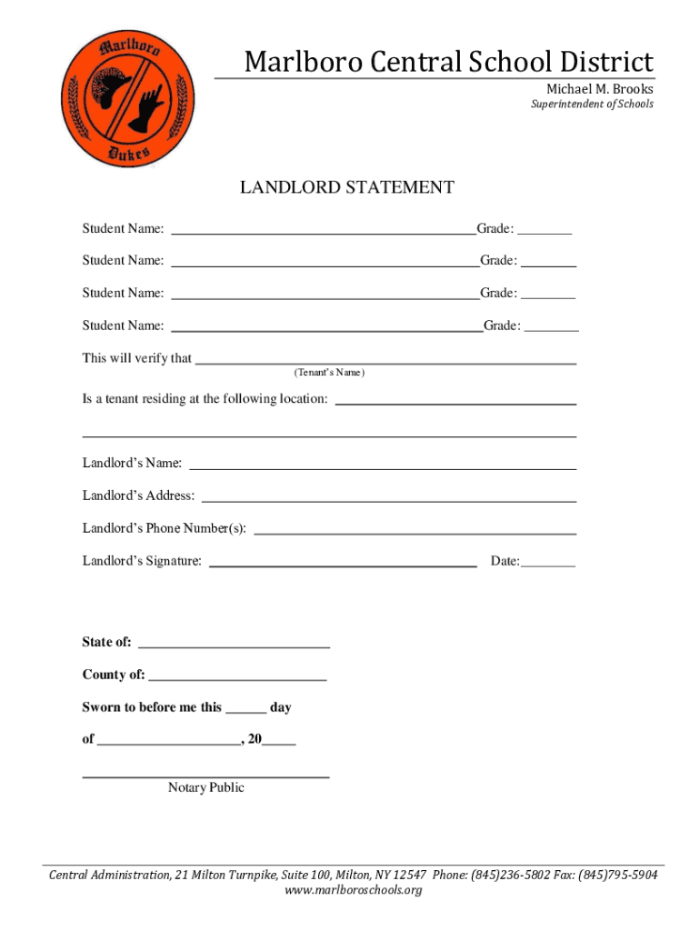 landlord statement example Preview on Page 1