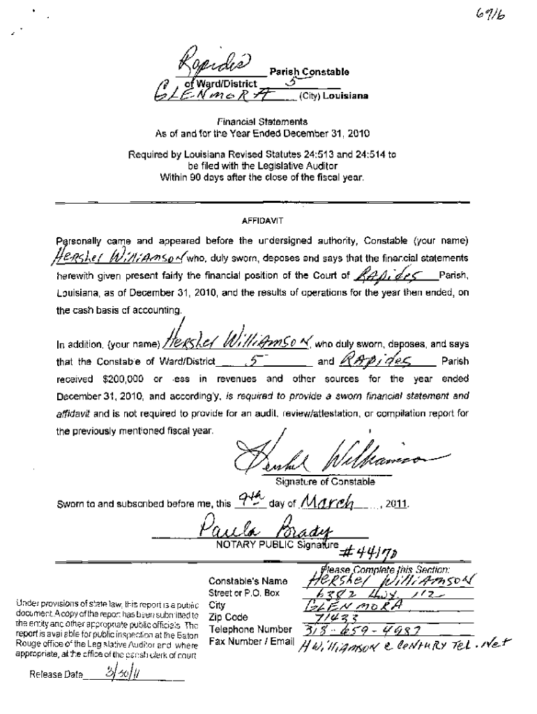 Fillable Online lla la Rapides Parish Constable, Ward 5, 2nd Justice