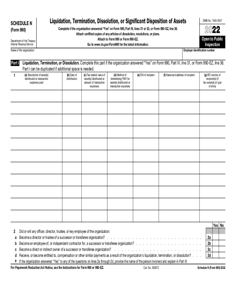 Add Notes To Form 990 Or 990-EZ - Schedule N