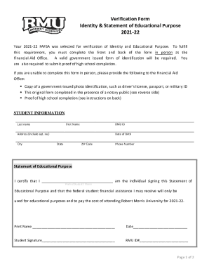 www.rmu.edu sites defaultVerification Form Identity &amp; Statement of Educational Purpose ...
