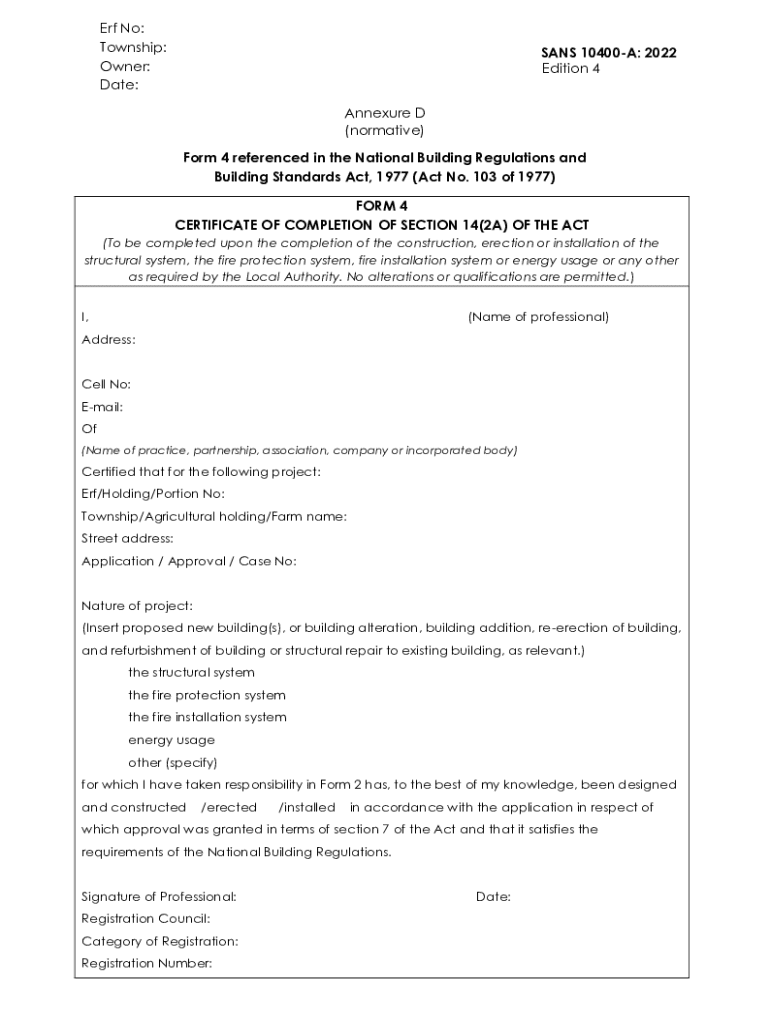 sans 10400 a form 4 Preview on Page 1