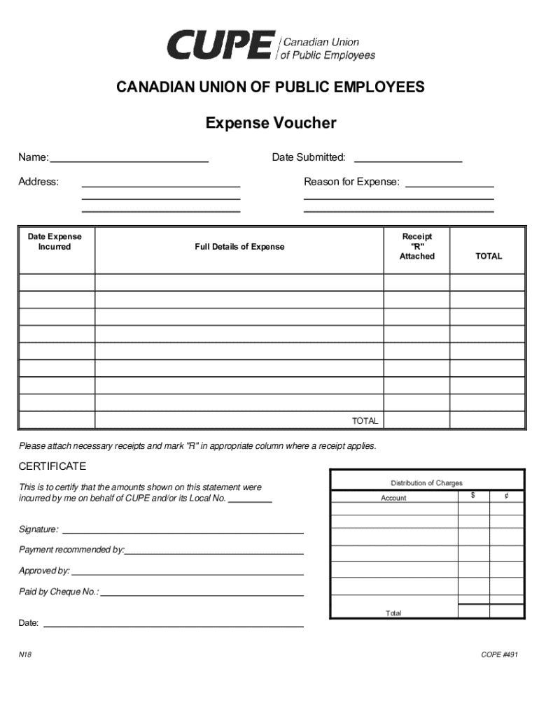 cupe expense voucher Preview on Page 1
