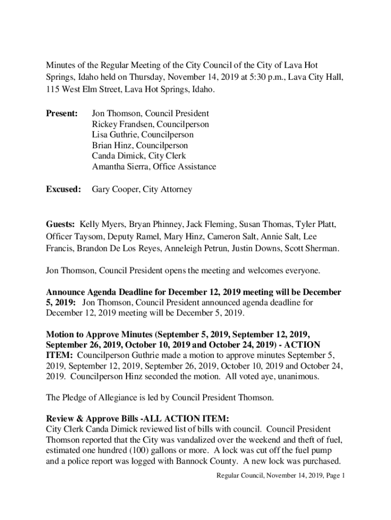 Fillable Online Council City