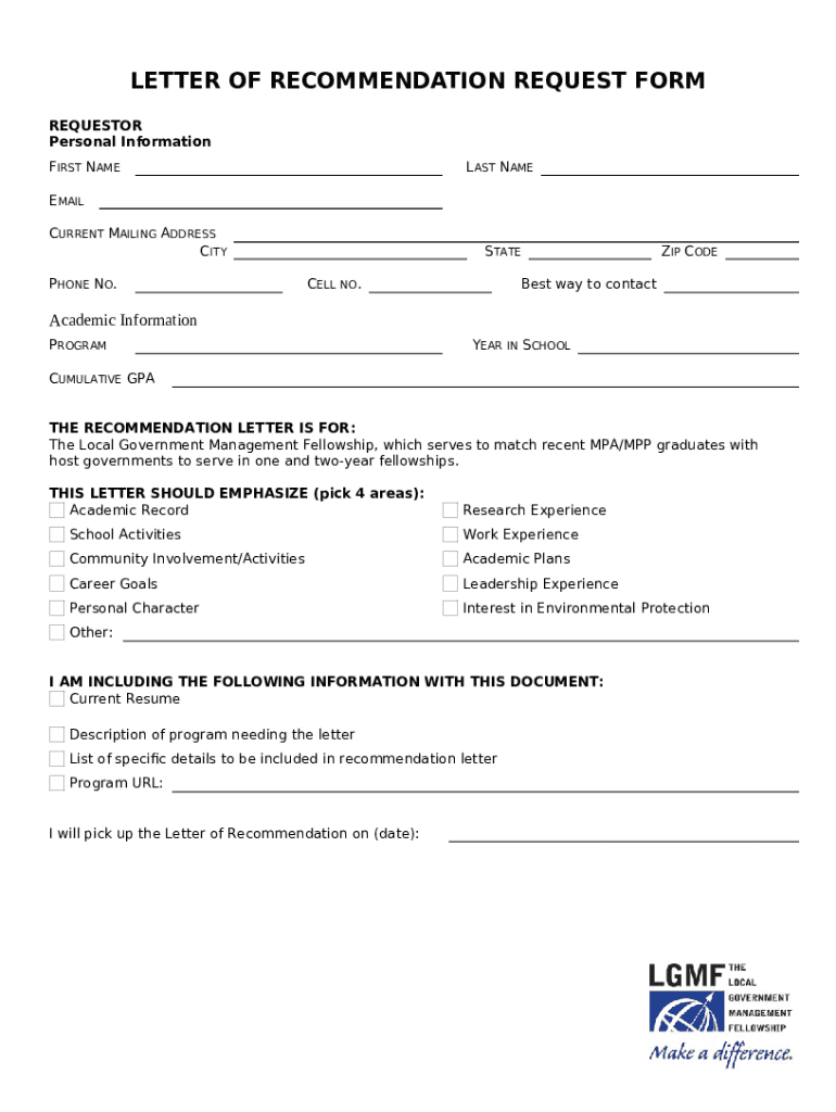 LETTER OF RECOMMENDATION REQUEST Doc Template | pdfFiller