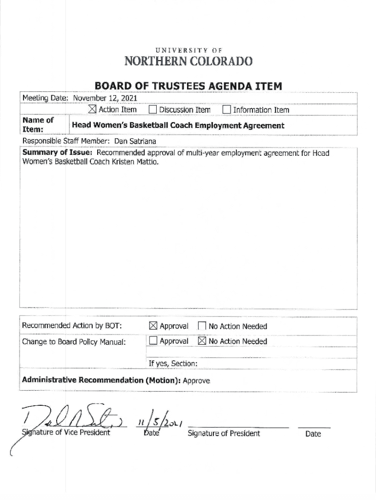 Fillable Online Head Women's Basketball Coach Employment Agreement Fax