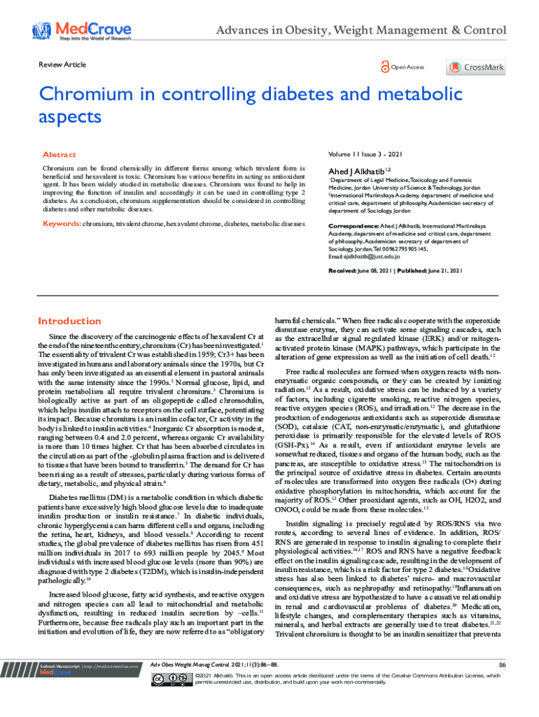 Fillable Online Chromium in controlling diabetes and metabolic aspects. Chromium can be found