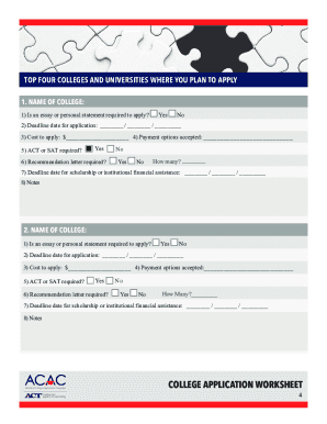 Fillable Online College Application WorksheetFree Spreadsheet Fillable Online College Application WorksheetFree Spreadsheet