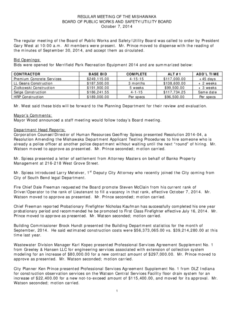 Fillable Online mishawaka in COLLECTIVE BARGAINING AGREEMENT
