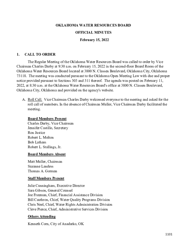 Fillable Online Oklahoma Water Resources Board The Water Agency Fax