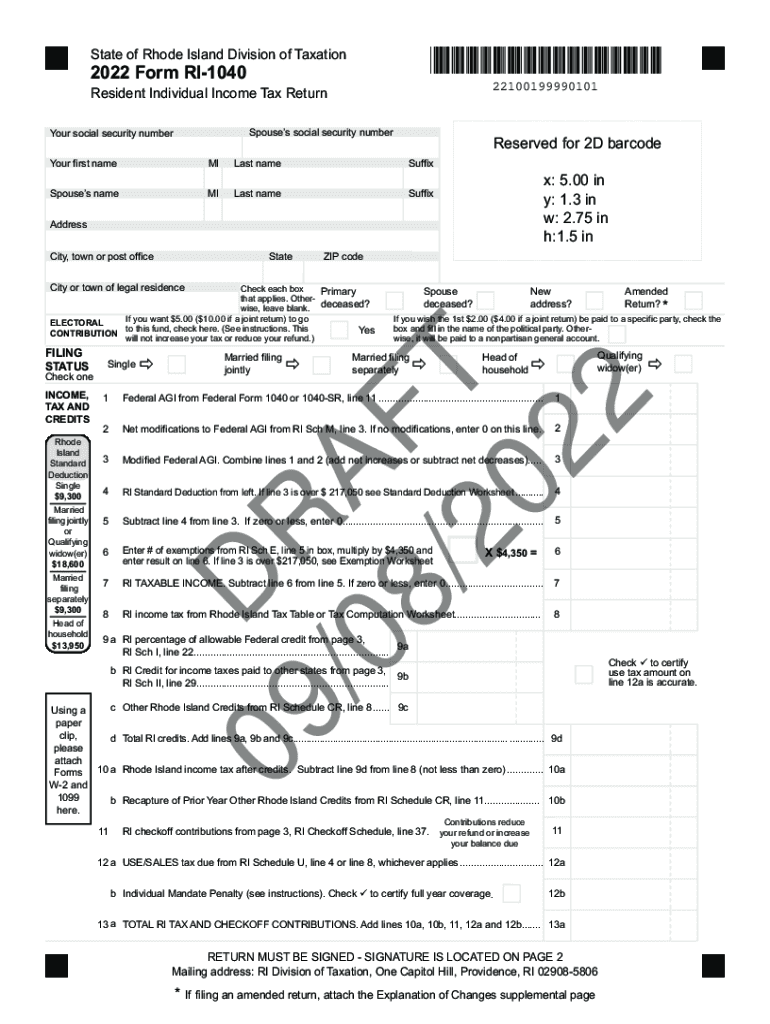 Fillable Online tax ri Personal Income Tax FormsRI Division of Taxation ...