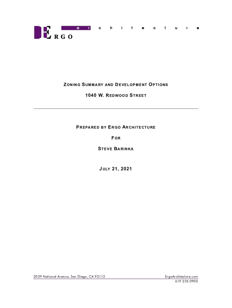 Fillable Online Zoning Summary W Redwood.doc Fax Email Print pdfFiller