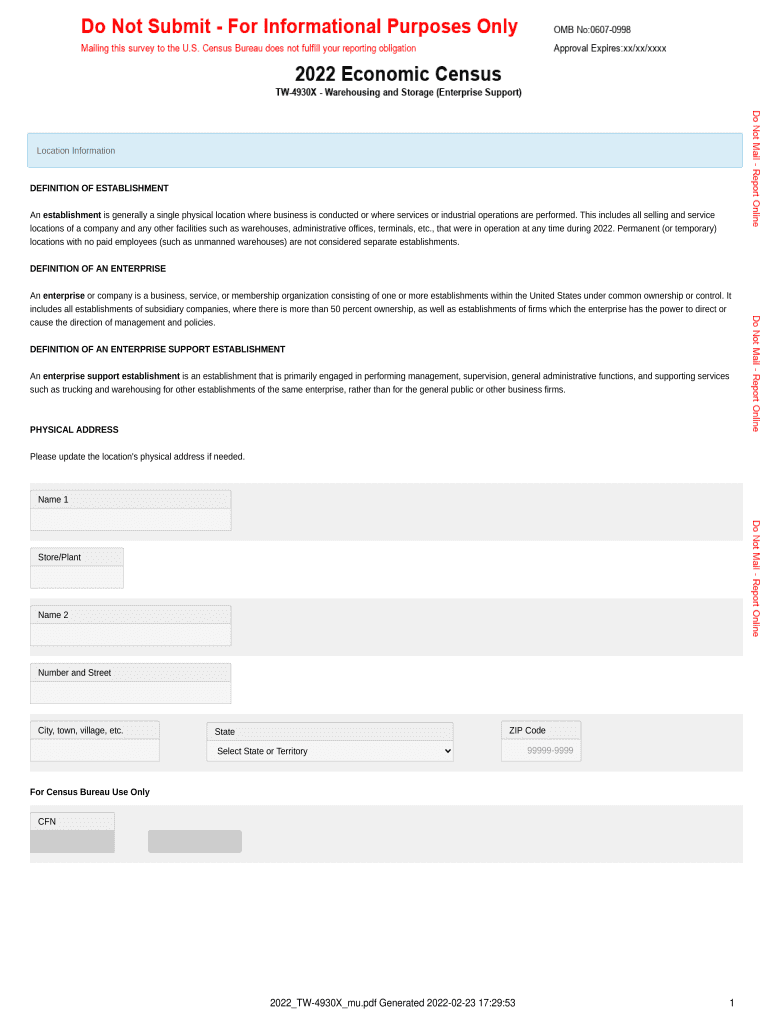 Fillable Online bhs econ census