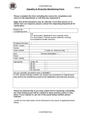 Please complete the form including the reason for completion and return to the Department or unit that has requested it