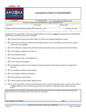 Licensing Eligibility Requirement. form l-152 licensing eligibility requirement