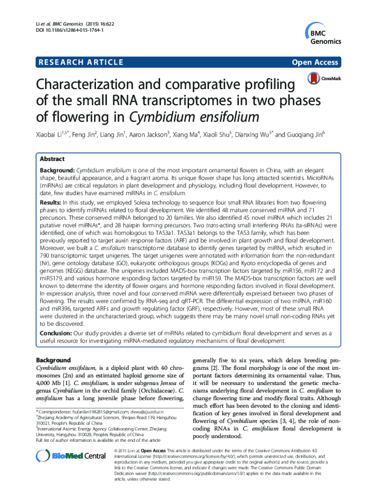 Fillable Online Characterization and comparative profiling of the small ...