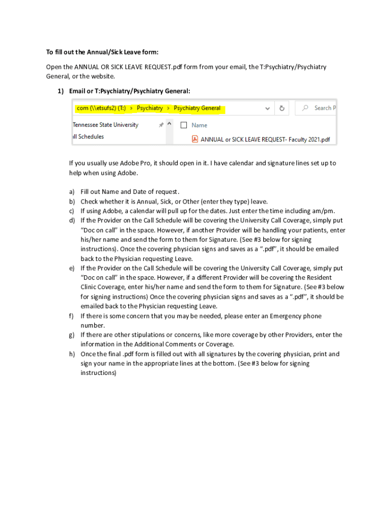 Fillable Online To fill out the Annual/Sick Leave form Fax Email Print
