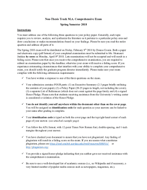 Non-Thesis Track M.A. Comprehensive Exam Spring ...