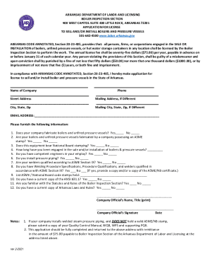 Boiler Inspection, Licensing and Permits - Arkansas Department of Labor ...