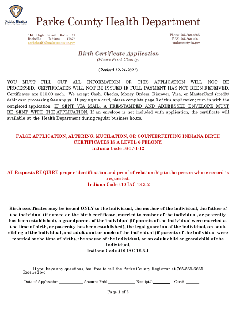 Fillable Online Health Vital Records Apply for a Birth