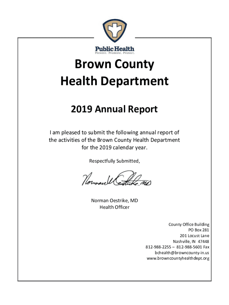 Fillable Online Annual Report Brown County Health Department IN.gov