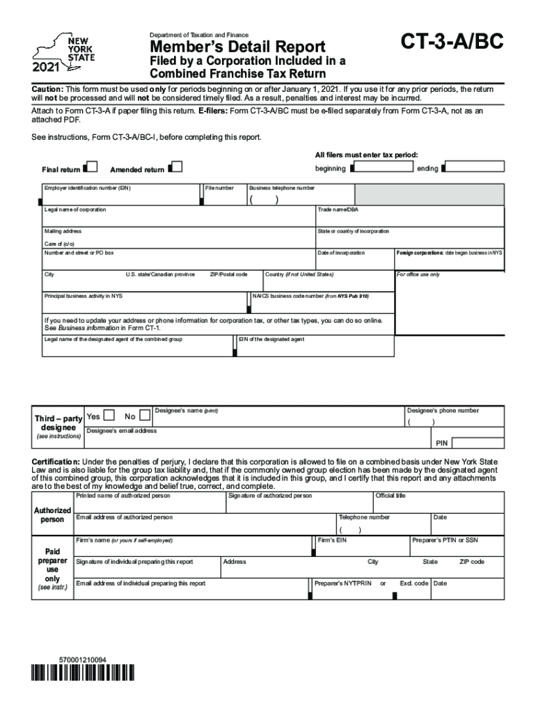 Form CT-3-A/BC - Fill and Sign Printable Template OnlineUS Legal Forms Preview on Page 1.