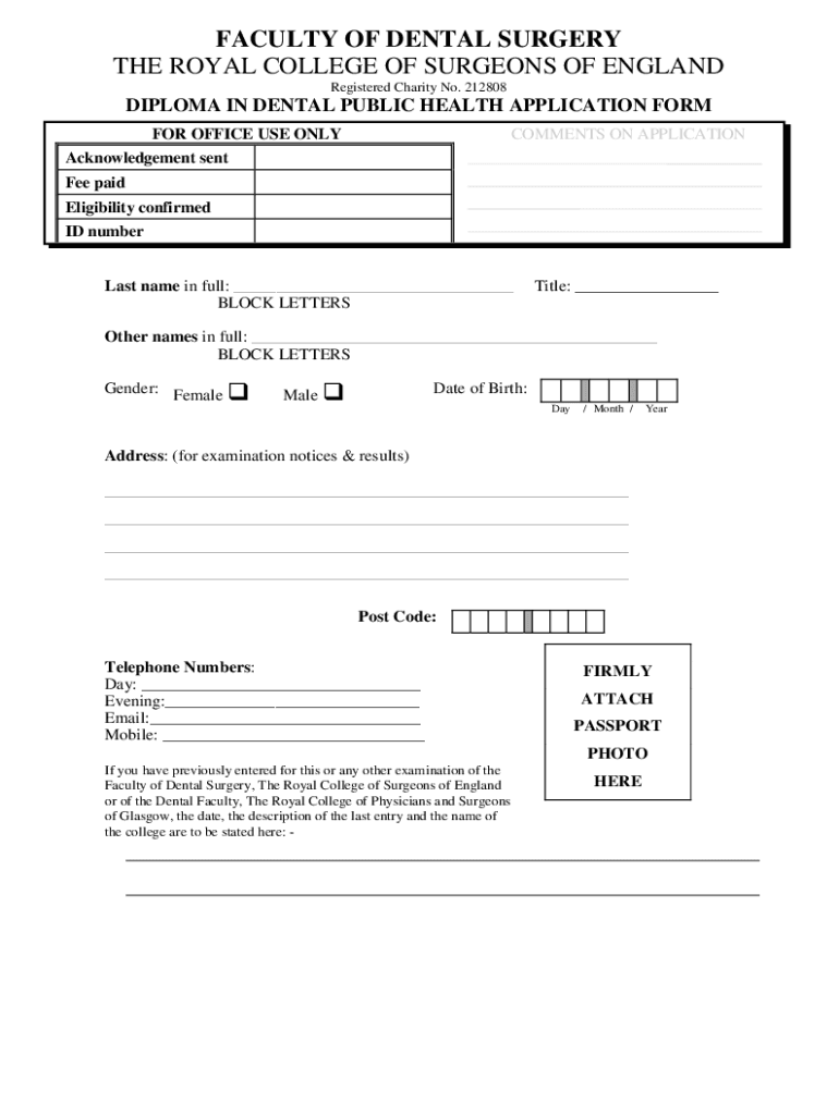 Fillable Online diploma in dental public health application form Fax ...