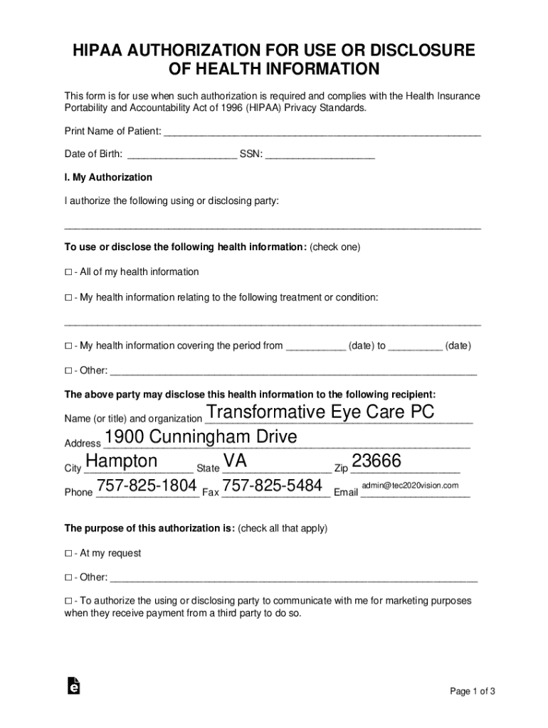 Fillable Online fill.ioHIPAAAUTHORIZATIONFORUSEORFillable HIPAA