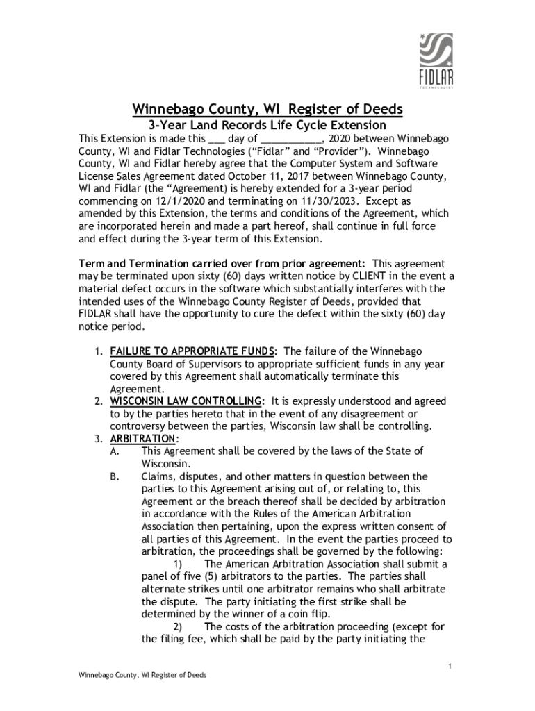 Fillable Online 3Year Land Records Life Cycle Extension Winnebago County Fax Email Print