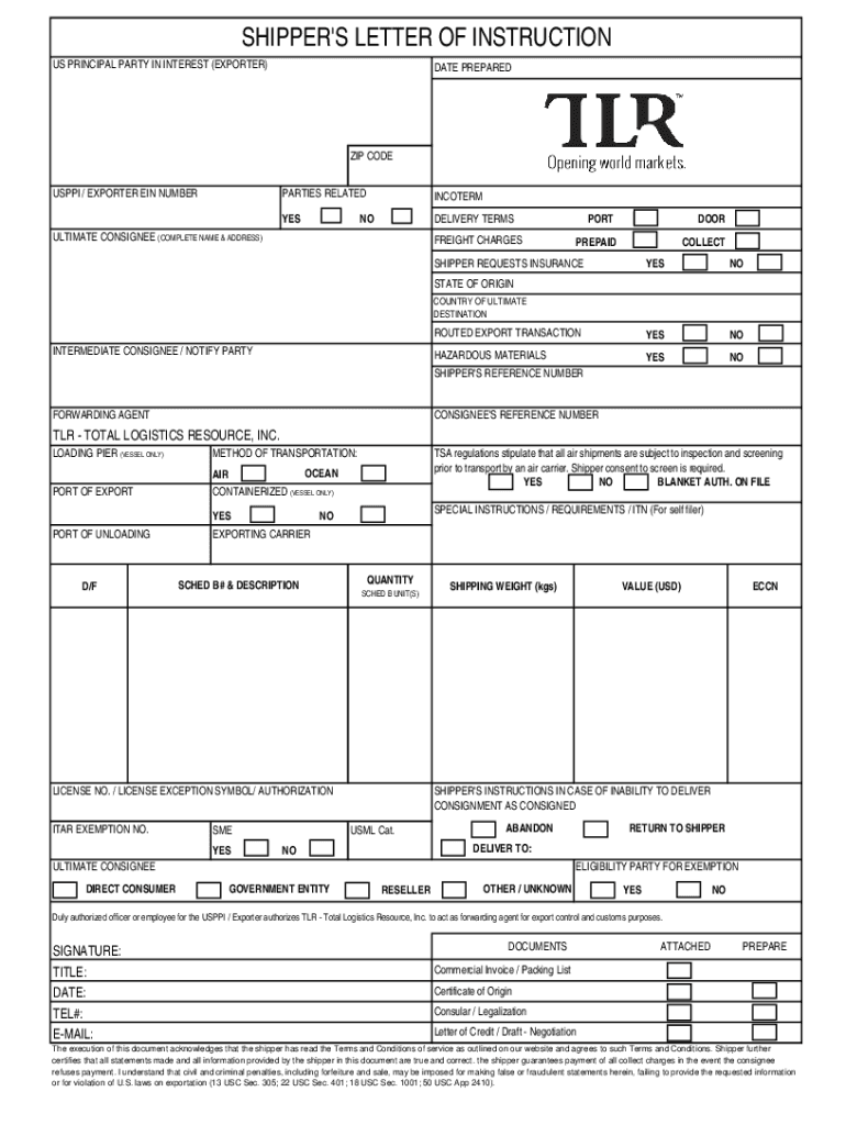 Fillable Online www.freightcourse.comshippers-letter-of-instructionWhat ...